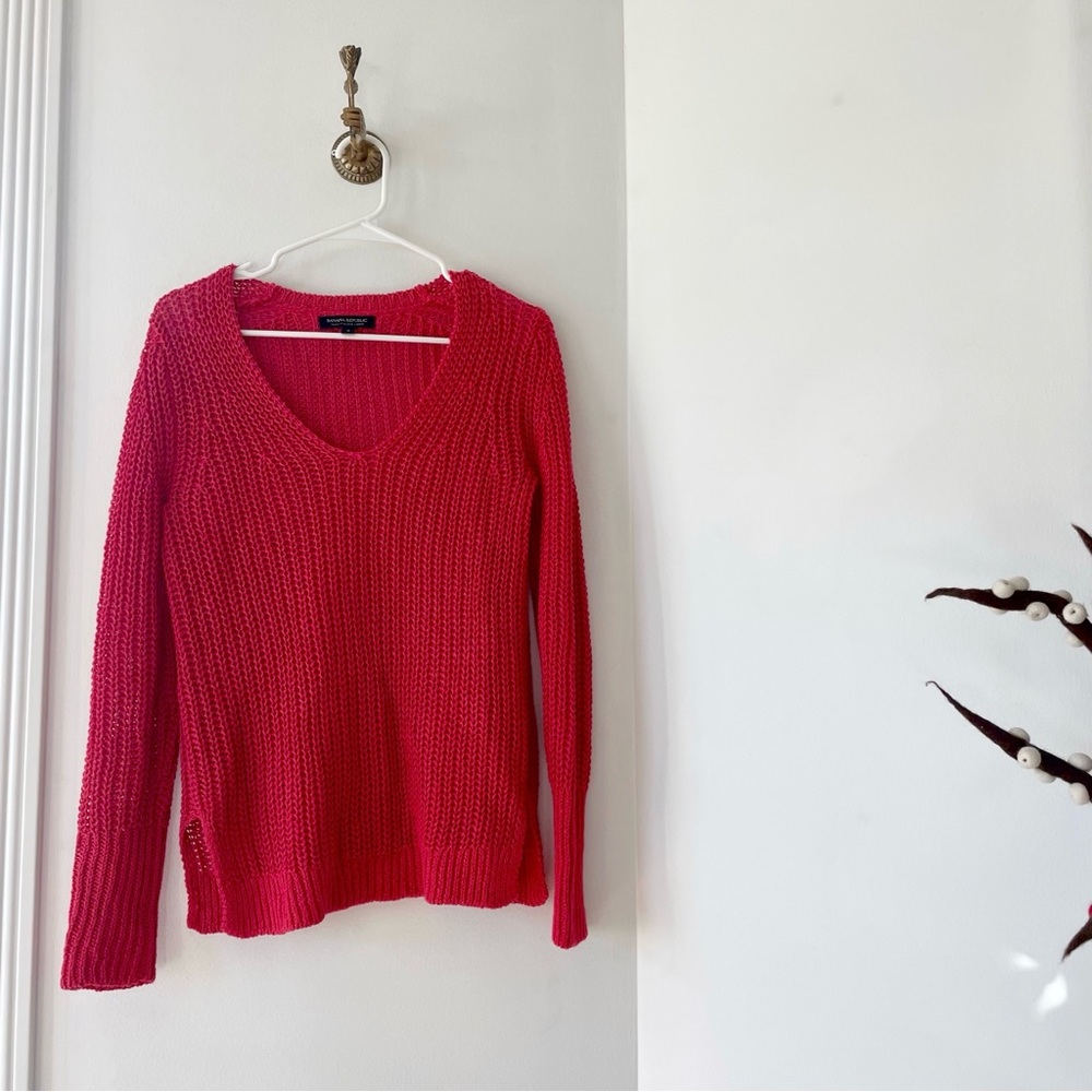 Banana Republic 100% Italian Linen Red Knit Sweater | Size Small